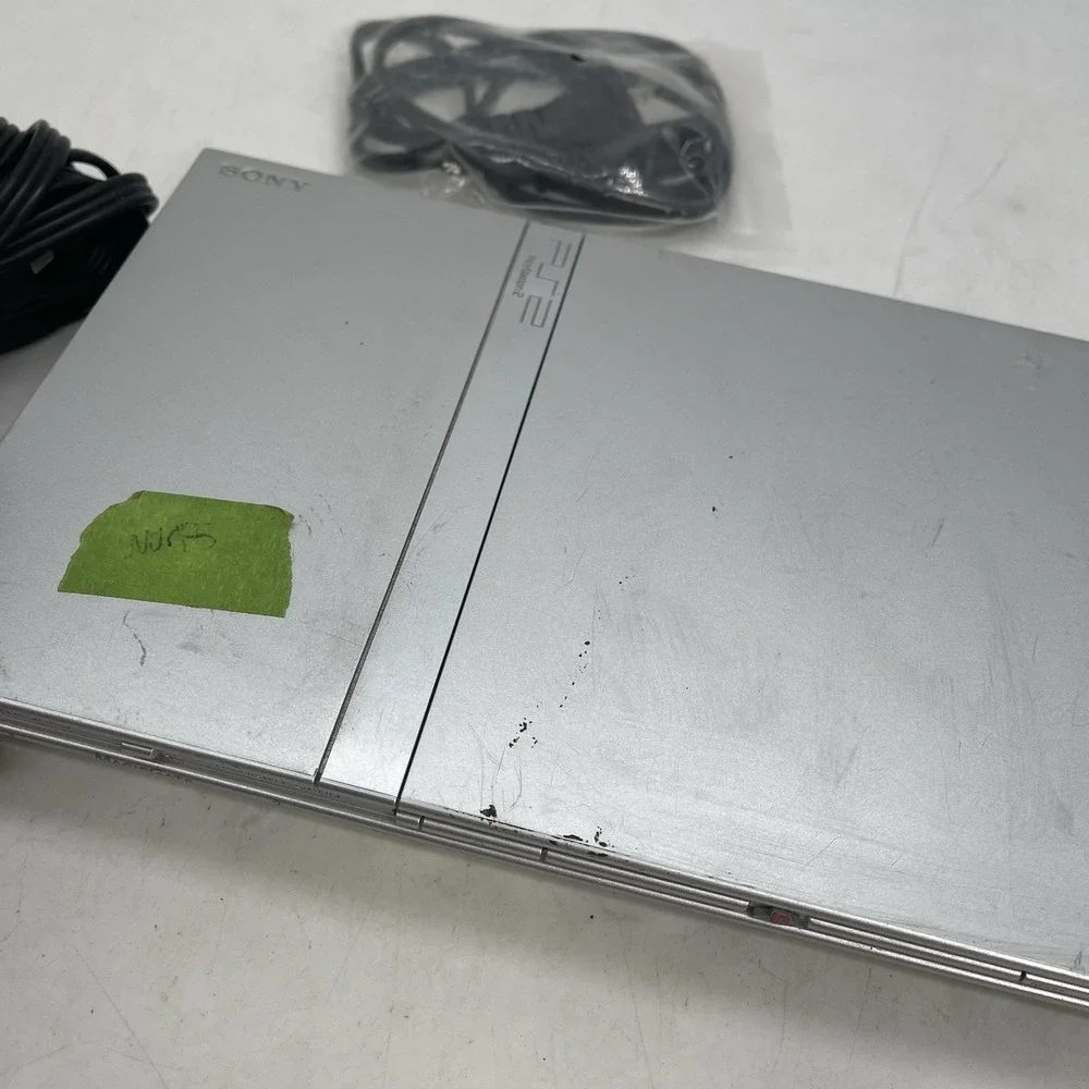 Sony PlayStation 2 PS2 Slim Silver Console SCPH-79001 Working Mem Card, Cords